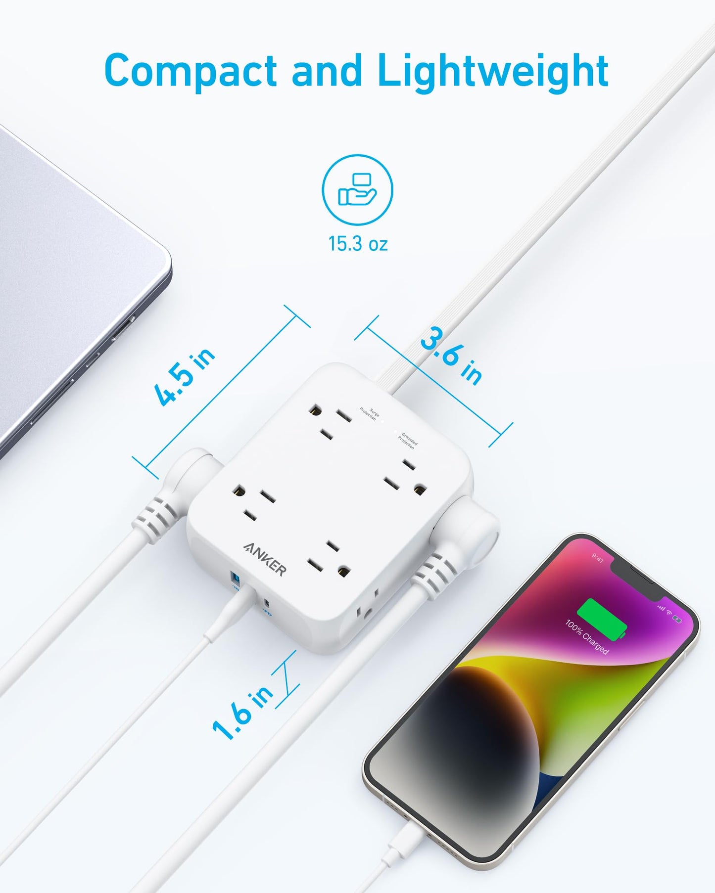 Anker <b>341</b> USB Power Strip and Anker MagGo Wireless Charger (Stand)