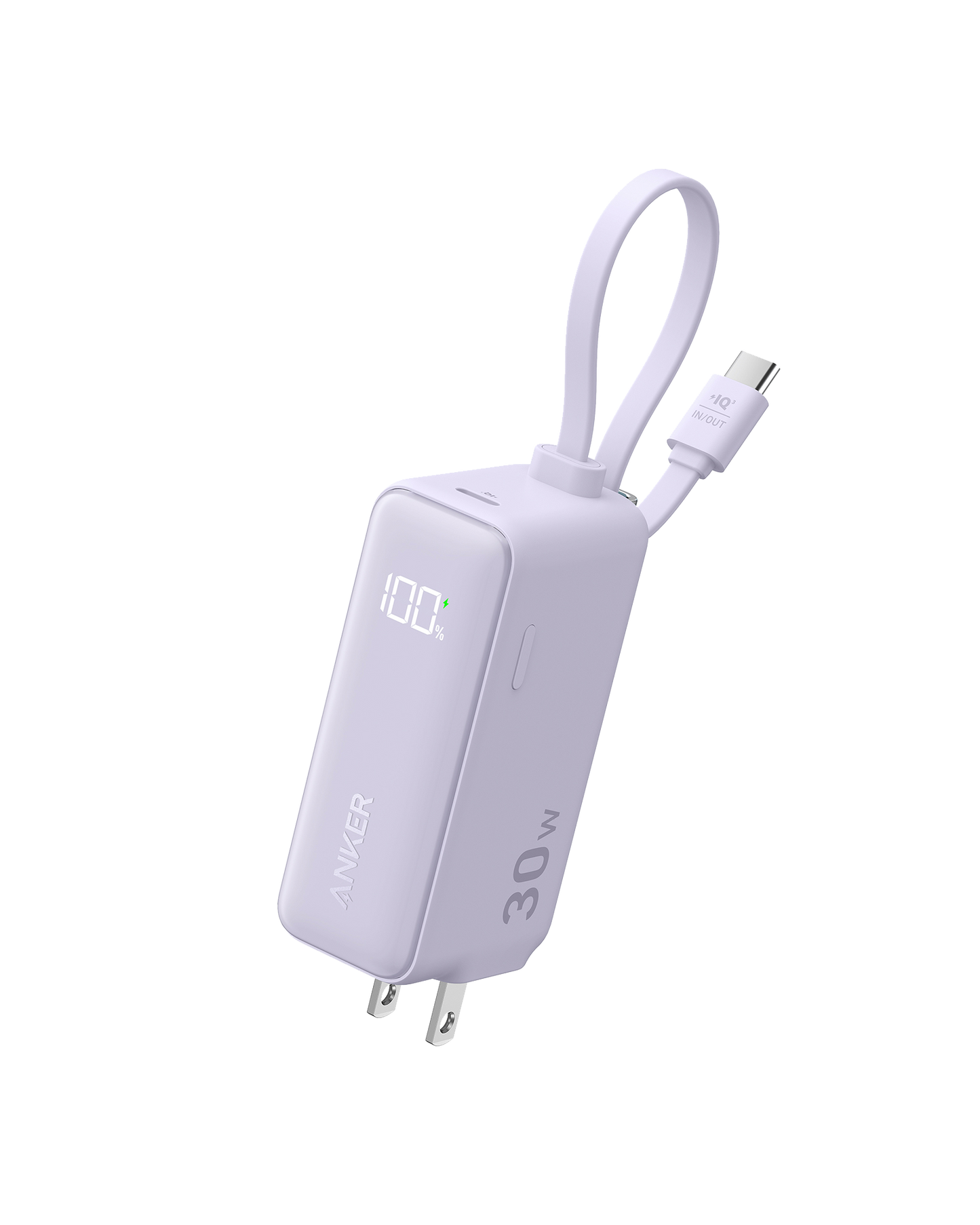 Refurbished Anker Power Bank (30W, Fusion, Built-In USB-C Cable)