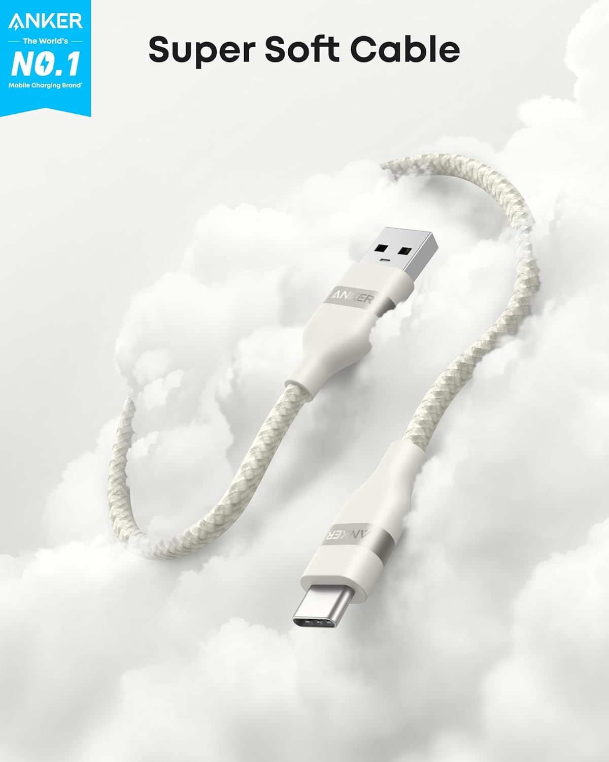 Anker USB-A to USB-C Cable (3 ft, Upcycled-Braided)