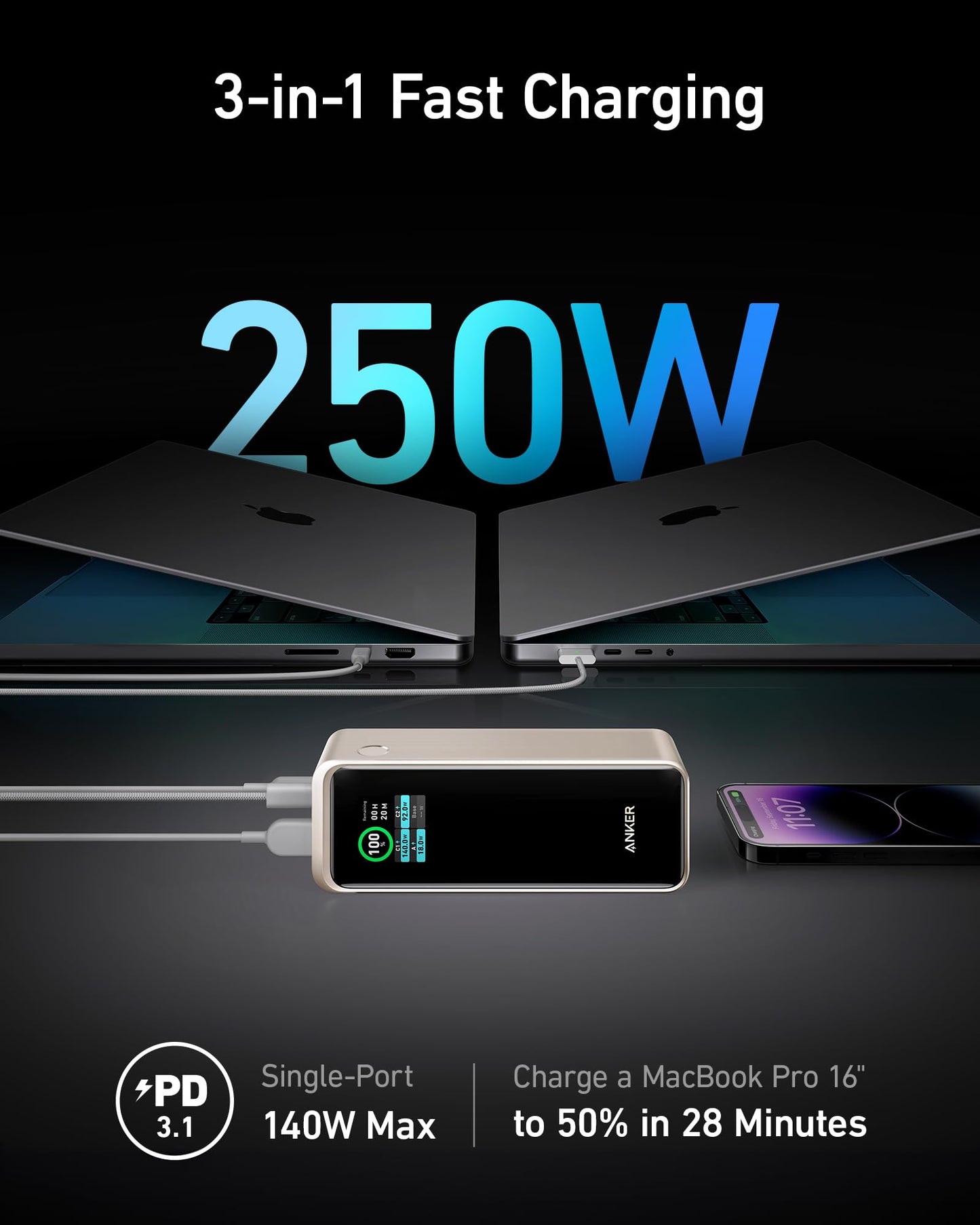 Anker Prime 27,650mAh Power Bank (250W) BOA