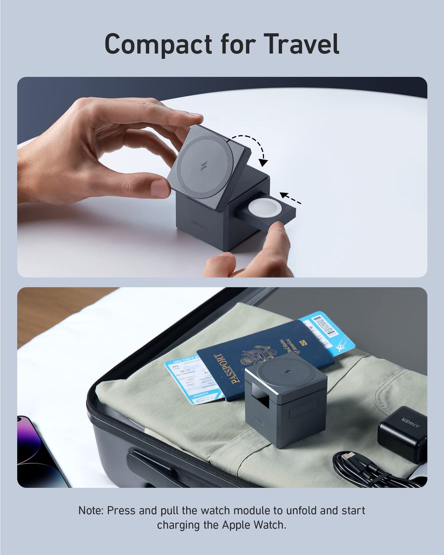 Anker 3-in-1 Cube with MagSafe & Anker MagGo Wireless Charger (Stand)
