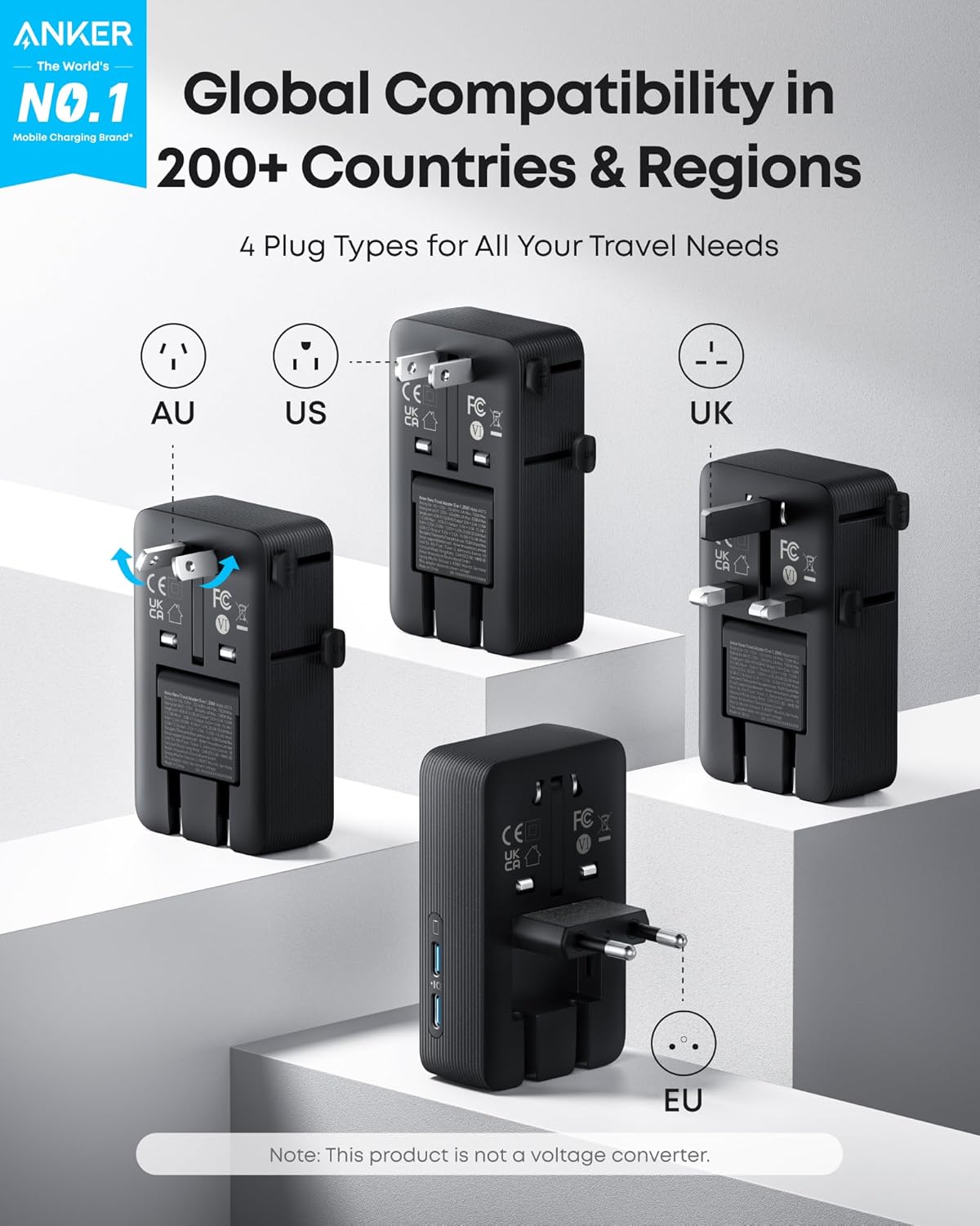 Anker Nano Charger, Anker Nano Travel Adapter, and Anker USB-C to USB-C Cable*2