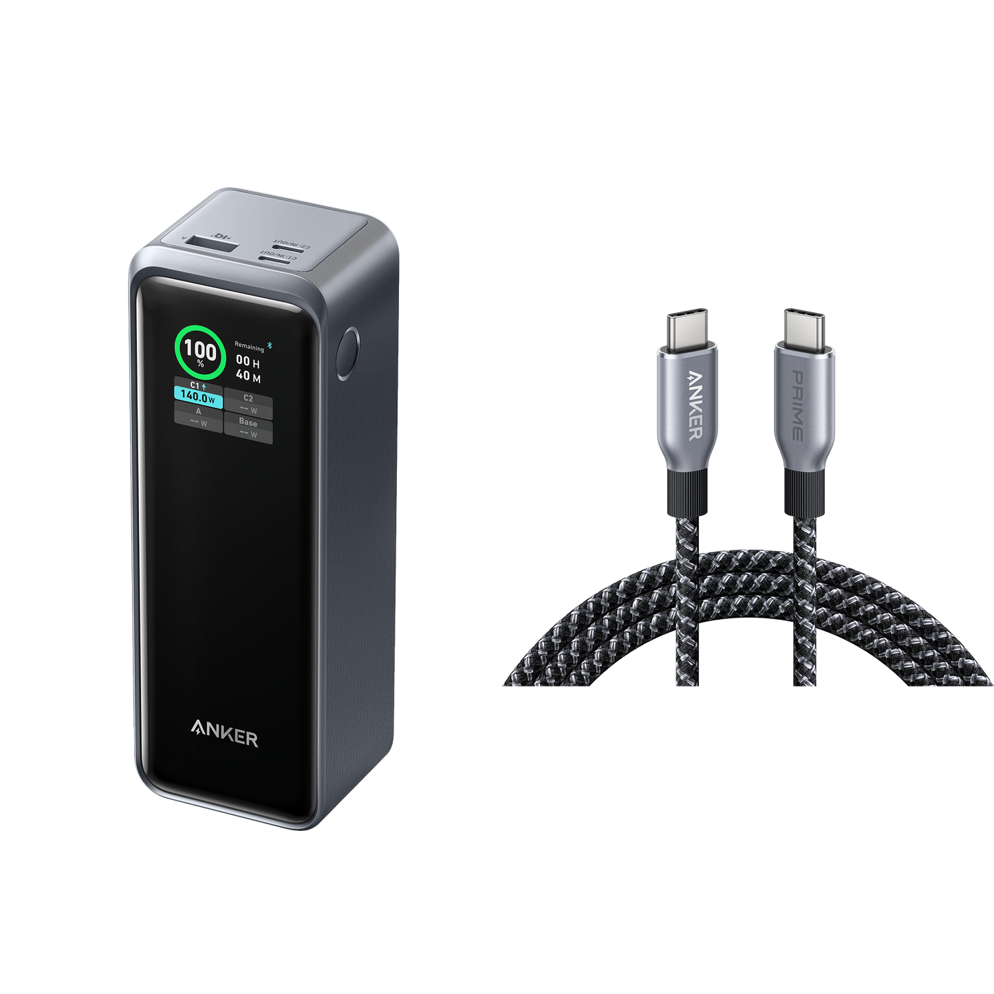 Anker Prime 27,650mAh Power Bank (250W) with USB-C to USB-C Cable (240W)
