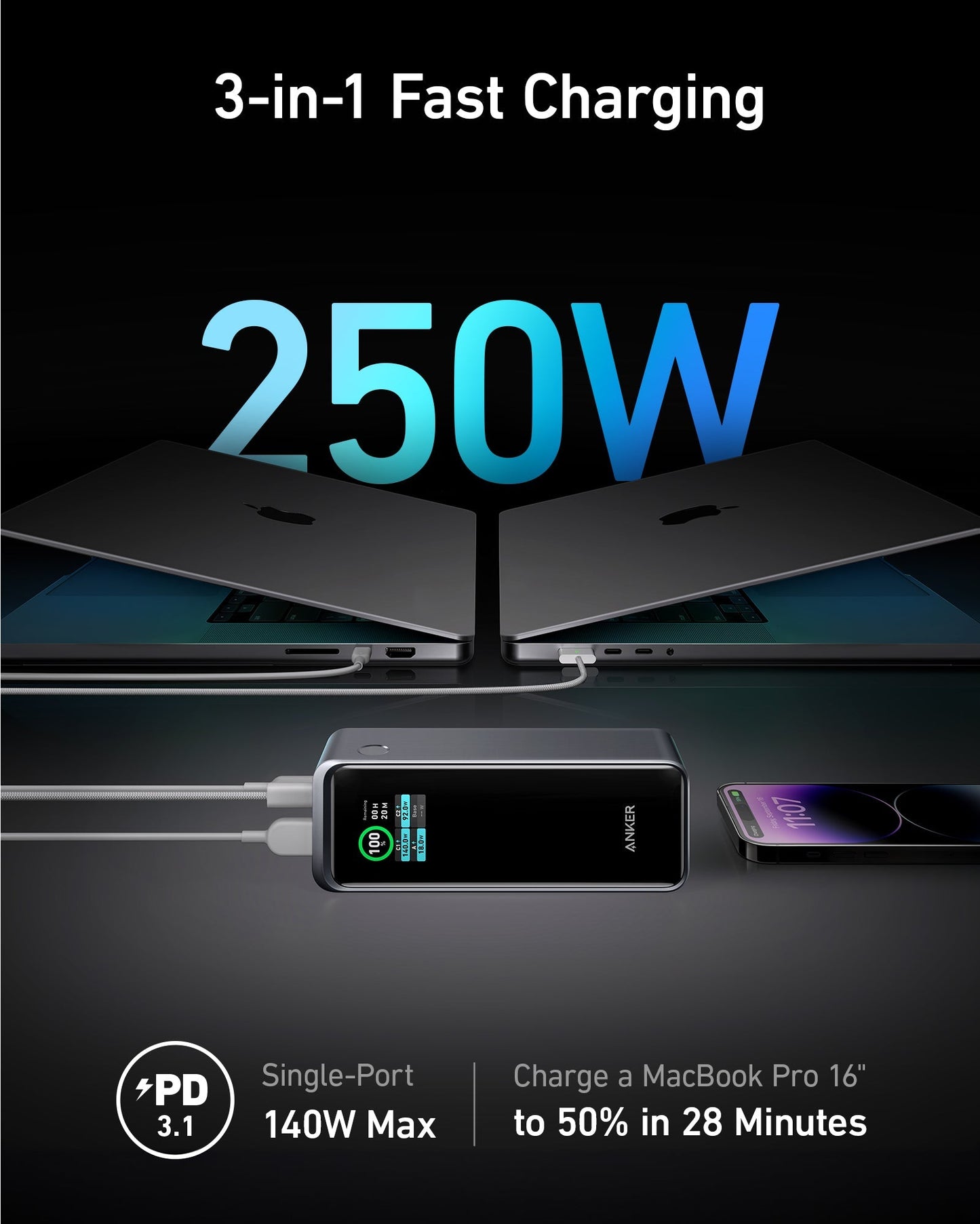 Anker Prime 27,650mAh Power Bank (250W) BOA