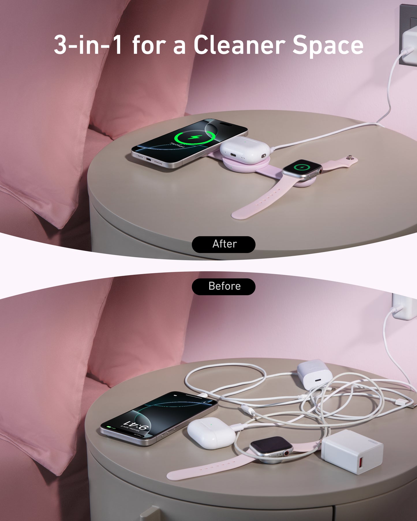 Anker MagGo Wireless Charging Station (3-in-1, Foldable Pad) and MagGo Power Bank (10K, 35W, For Apple Watch)