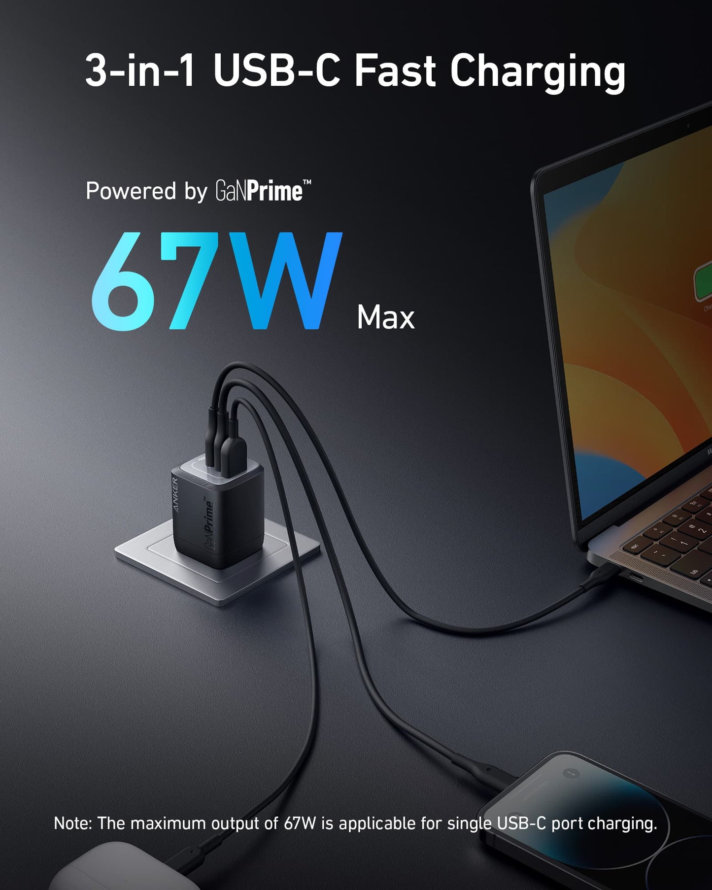 Anker Prime 20,000mAh Power Bank (200W) and 67W GaN Wall Charger (3 Ports)