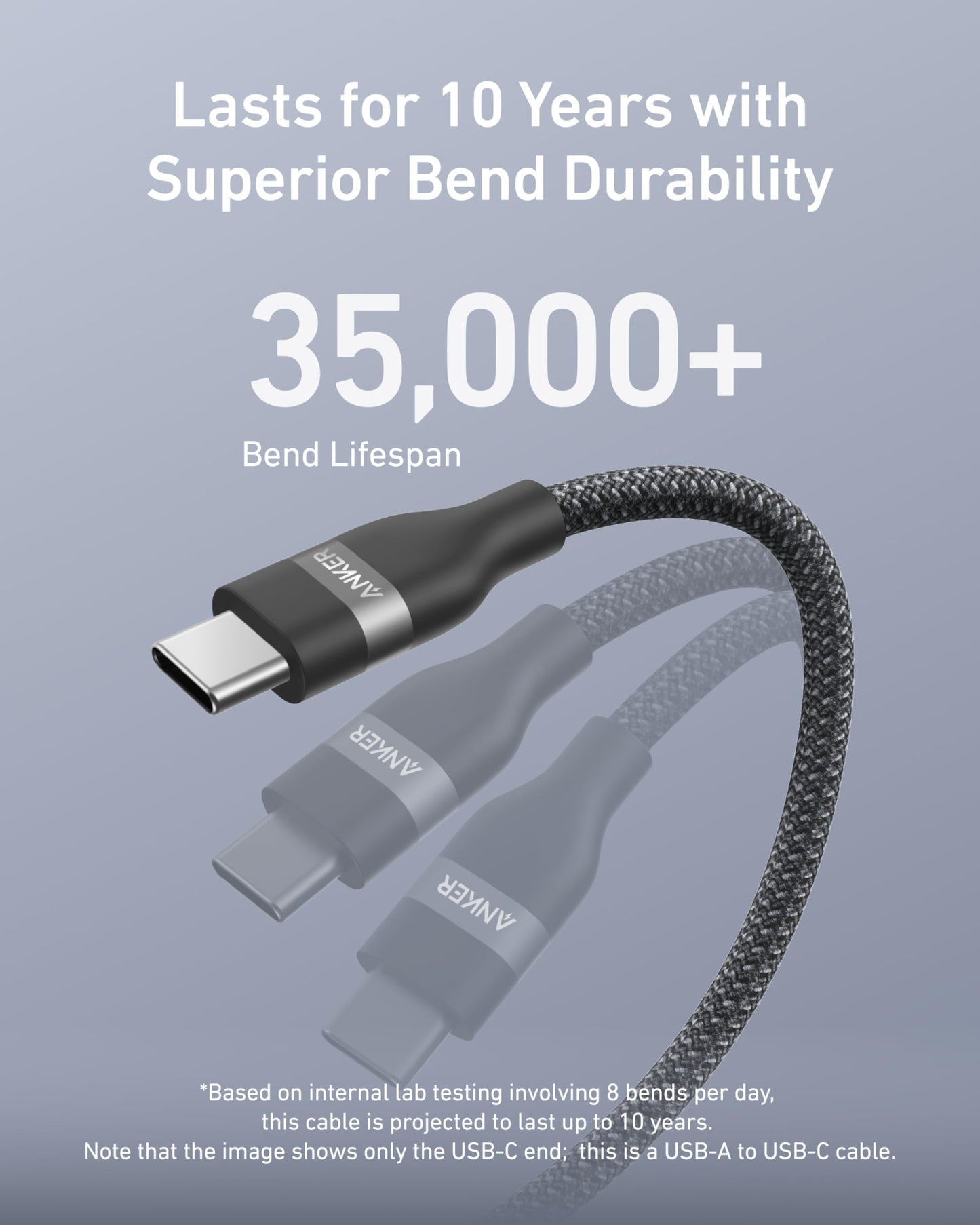 Anker USB-A to USB-C Cable (3 ft, Upcycled-Braided)