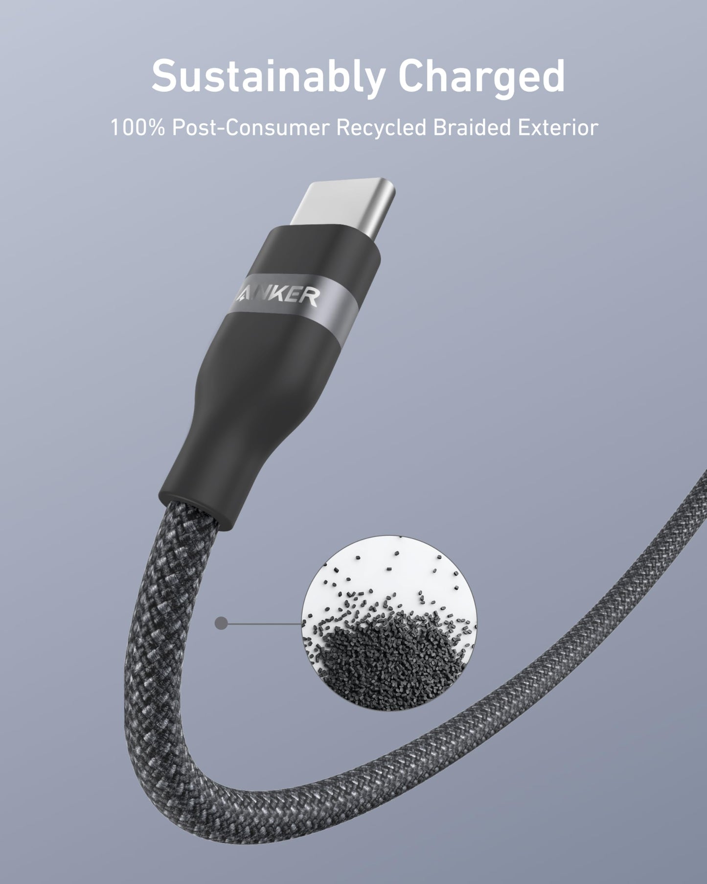 Anker USB-A to USB-C Cable (3 ft, Upcycled-Braided)
