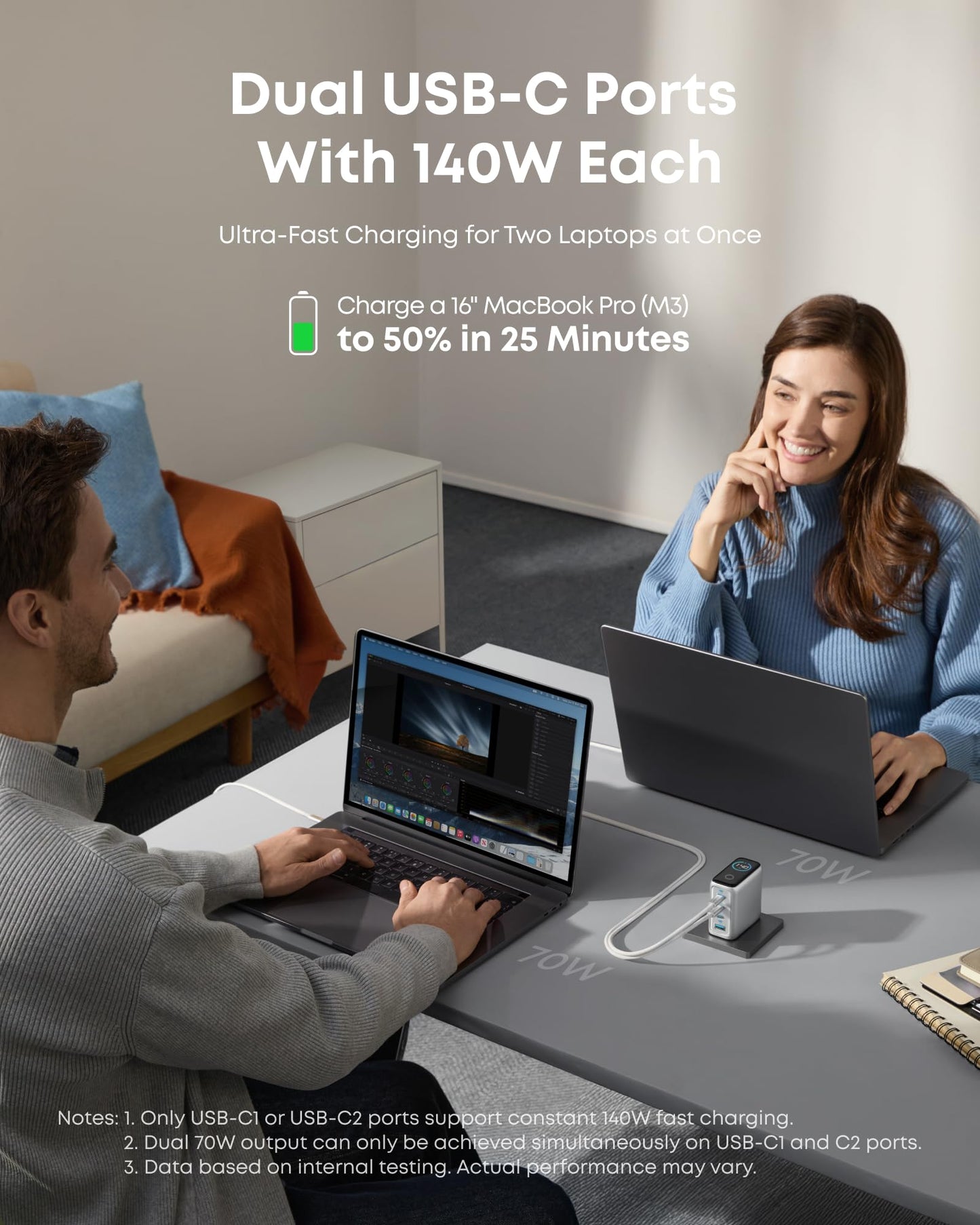 Anker Laptop Charger (140W, 4-Port, PD 3.1) with USB-C Cable