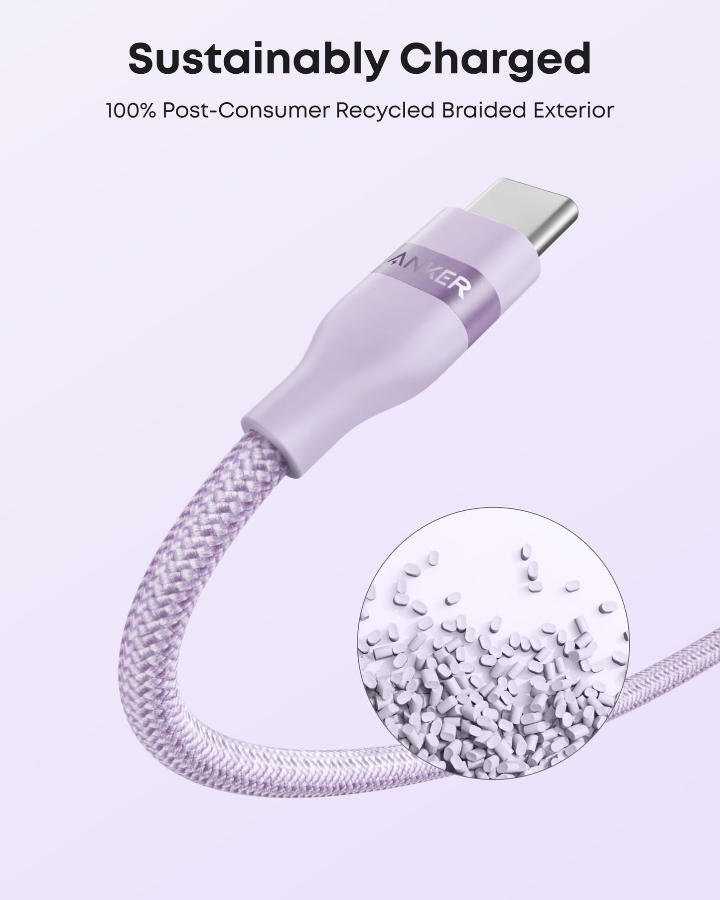 Anker USB-A to USB-C Cable (3 ft, Upcycled-Braided)