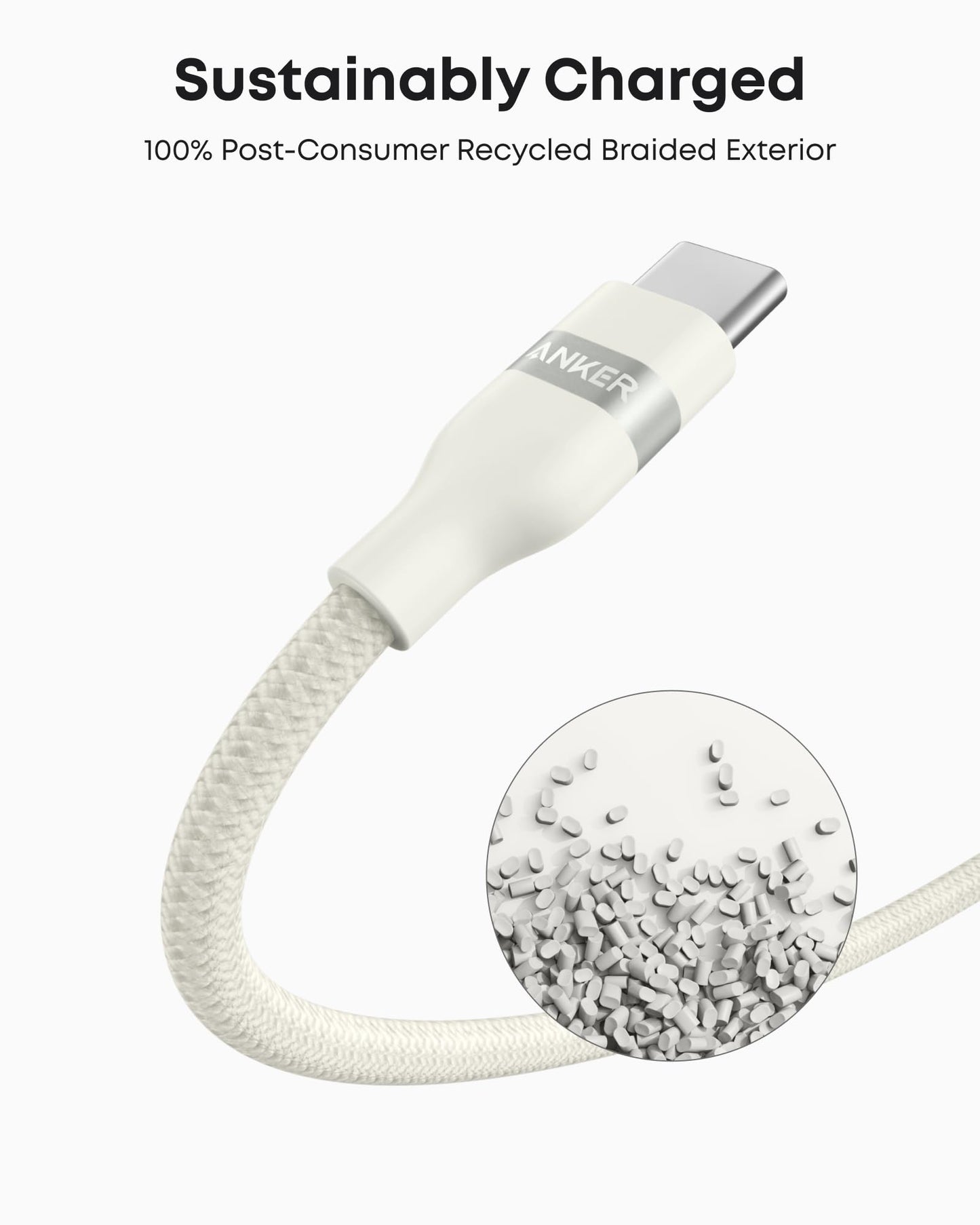 Anker USB-A to USB-C Cable (3 ft, Upcycled-Braided)
