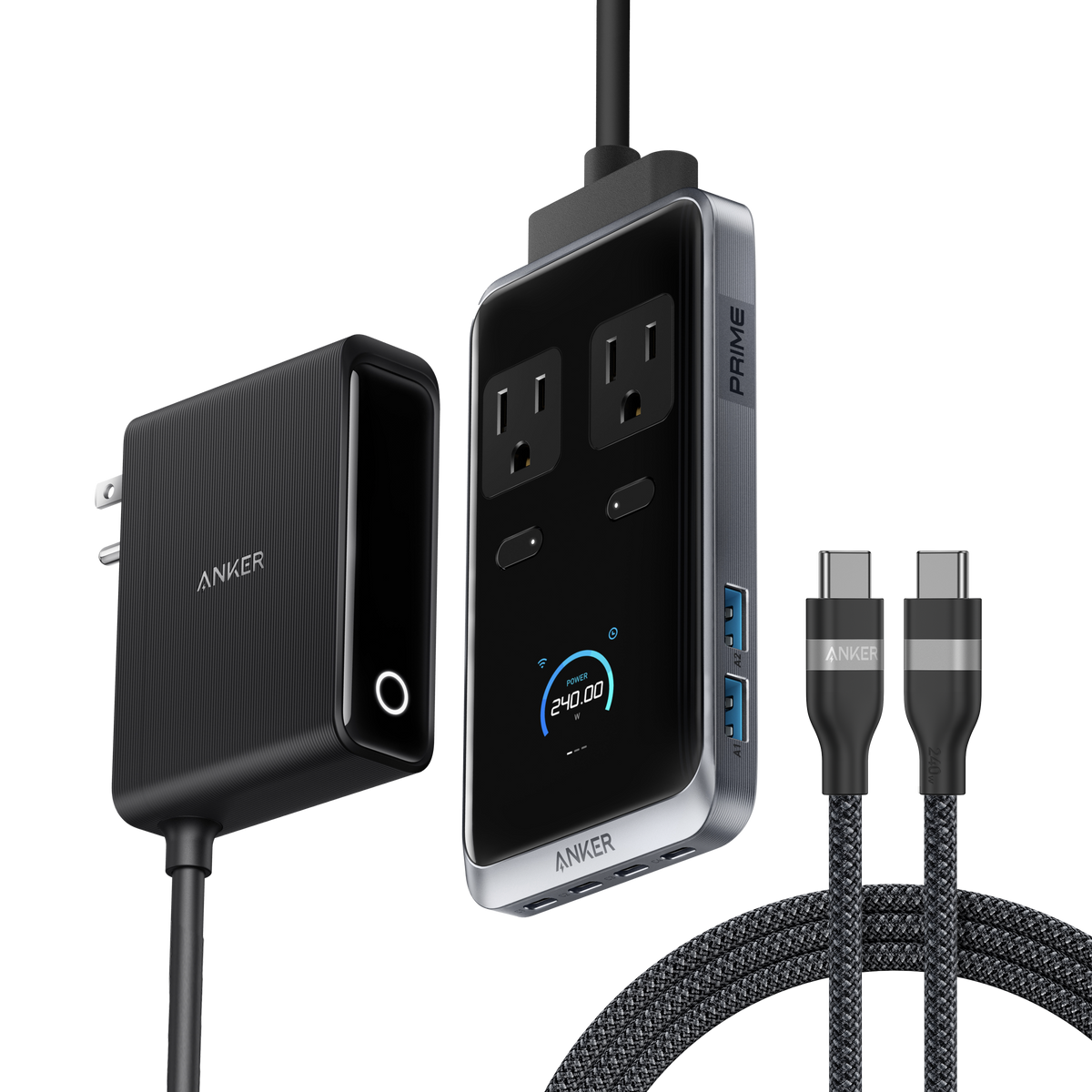 Anker Prime Charging Station (8-in-1, 240W) and USB-C to USB-C Cable (3 ft / 6 ft, 240W, )