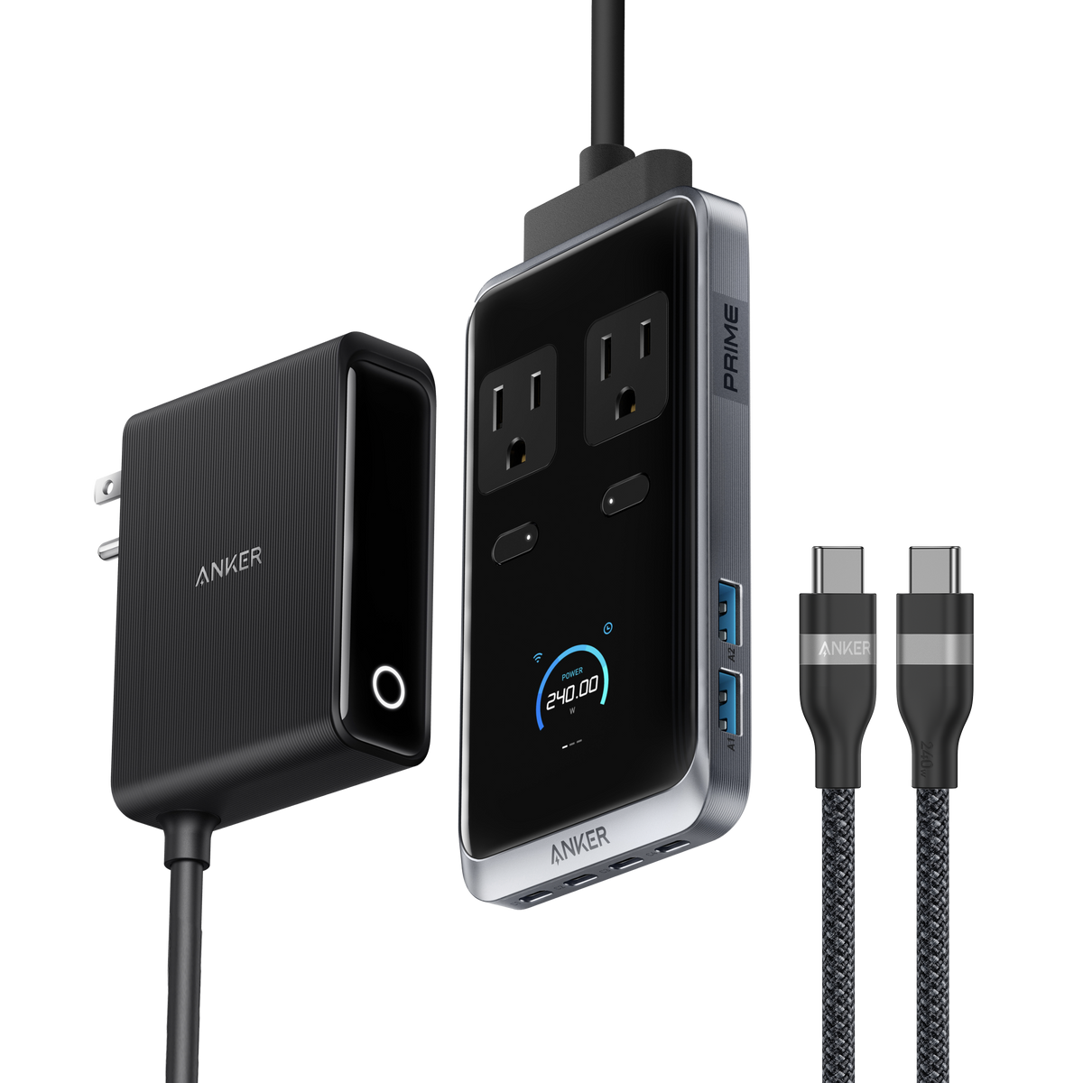 Anker Prime Charging Station (8-in-1, 240W) and USB-C to USB-C Cable (3 ft / 6 ft, 240W, )