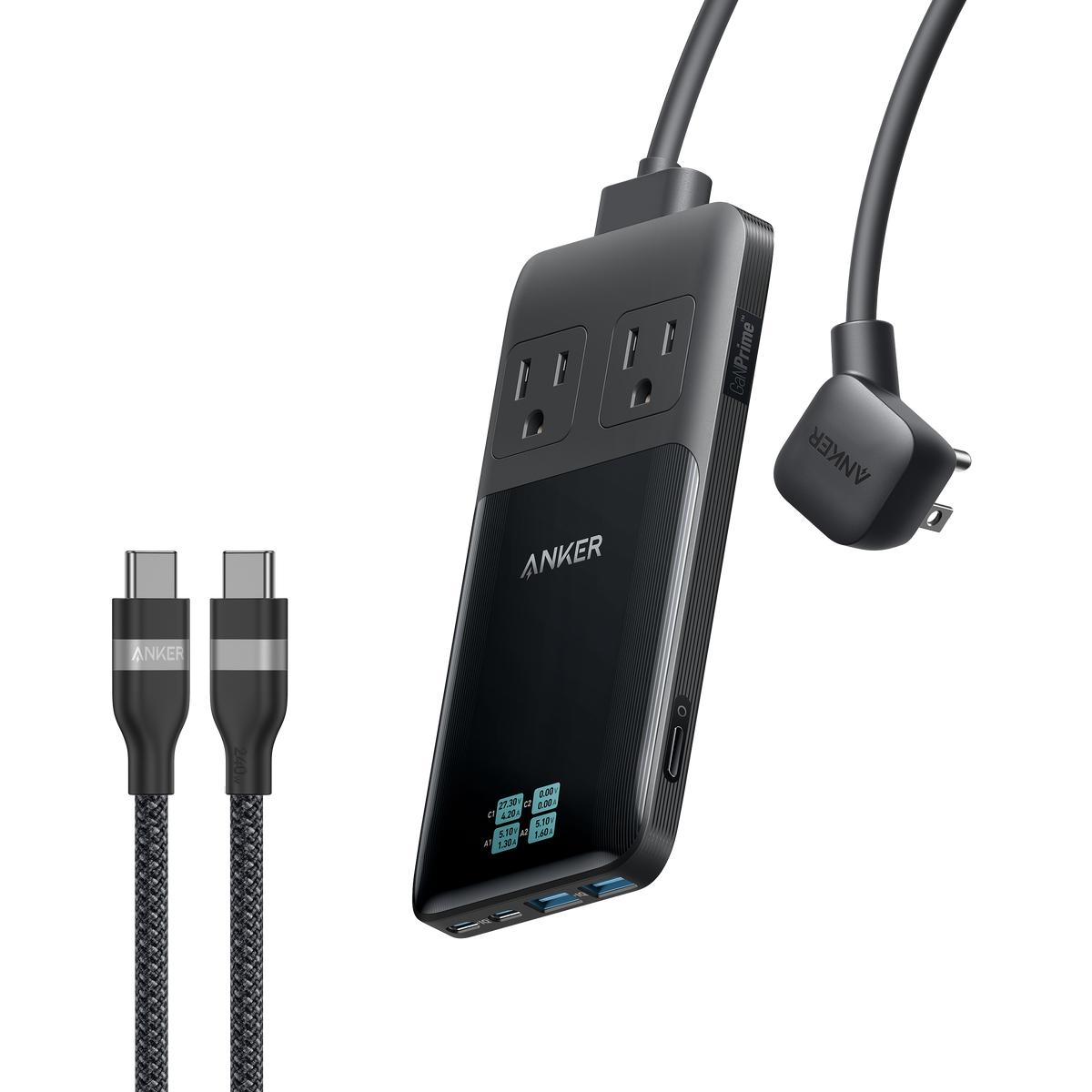 Anker Prime 6-in-1 Charging Station (140W) and USB-C to USB-C Cable (3 ft / 6 ft, 240W)