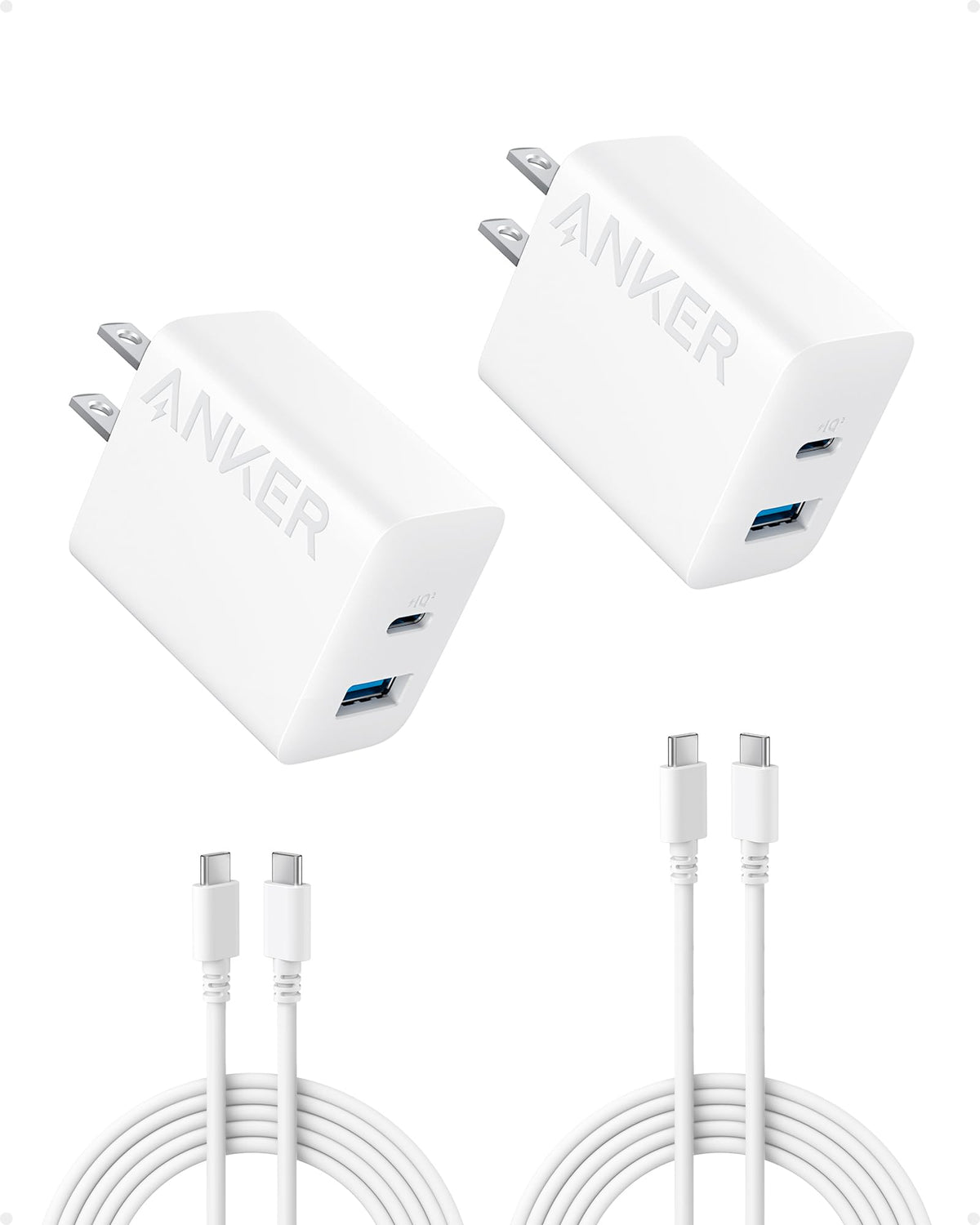 Refurbished Anker 20W Fast Wall Charger (2-Pack)