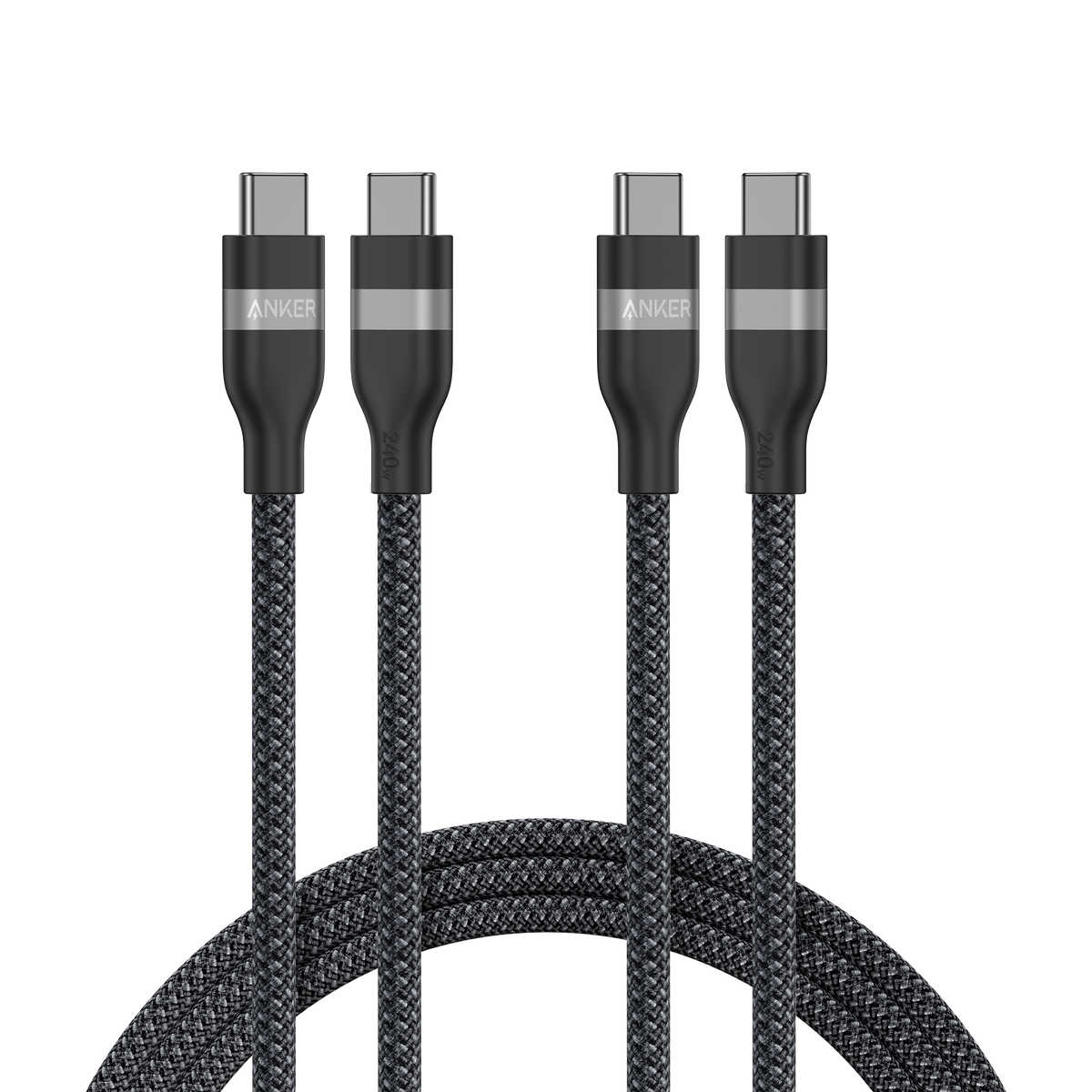 Anker USB-C to USB-C Cable (3 ft / 6 ft, 240W, Upcycled-Braided)(2-Pack)