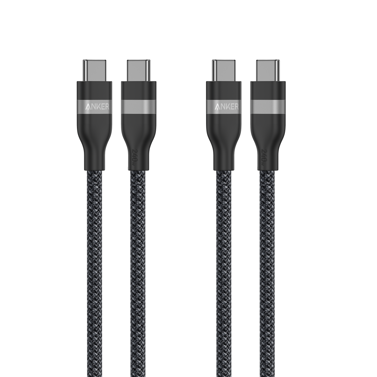 Anker USB-C to USB-C Cable (3 ft / 6 ft, 240W, Upcycled-Braided)(2-Pack)