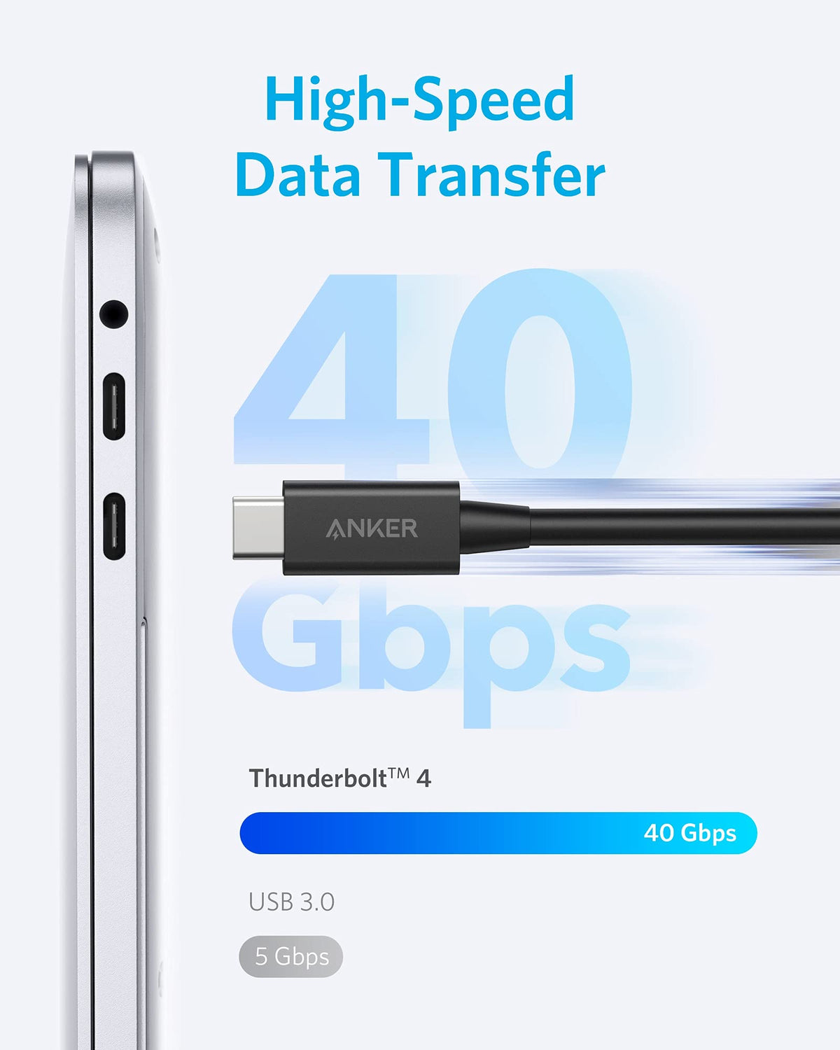 Anker USB-C to USB-C Thunderbolt 4 100W Cable (2.3 ft)