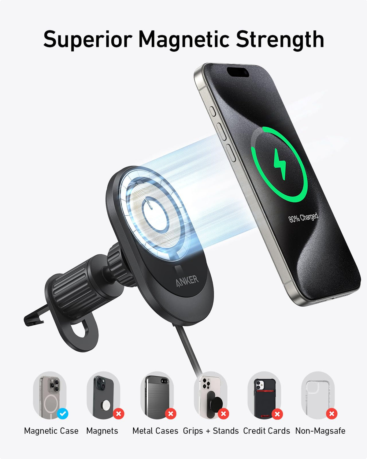 Anker MagSafe Wireless Car Charger Compatible