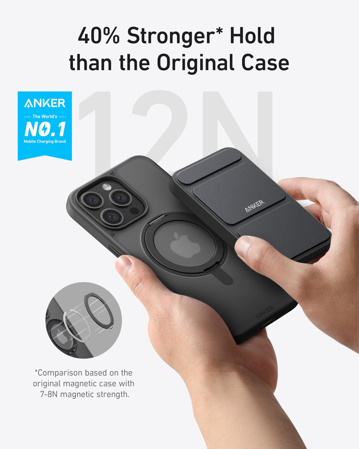 Anker Magnetic Phone Case with Ring Stand (For iPhone 15 Pro)