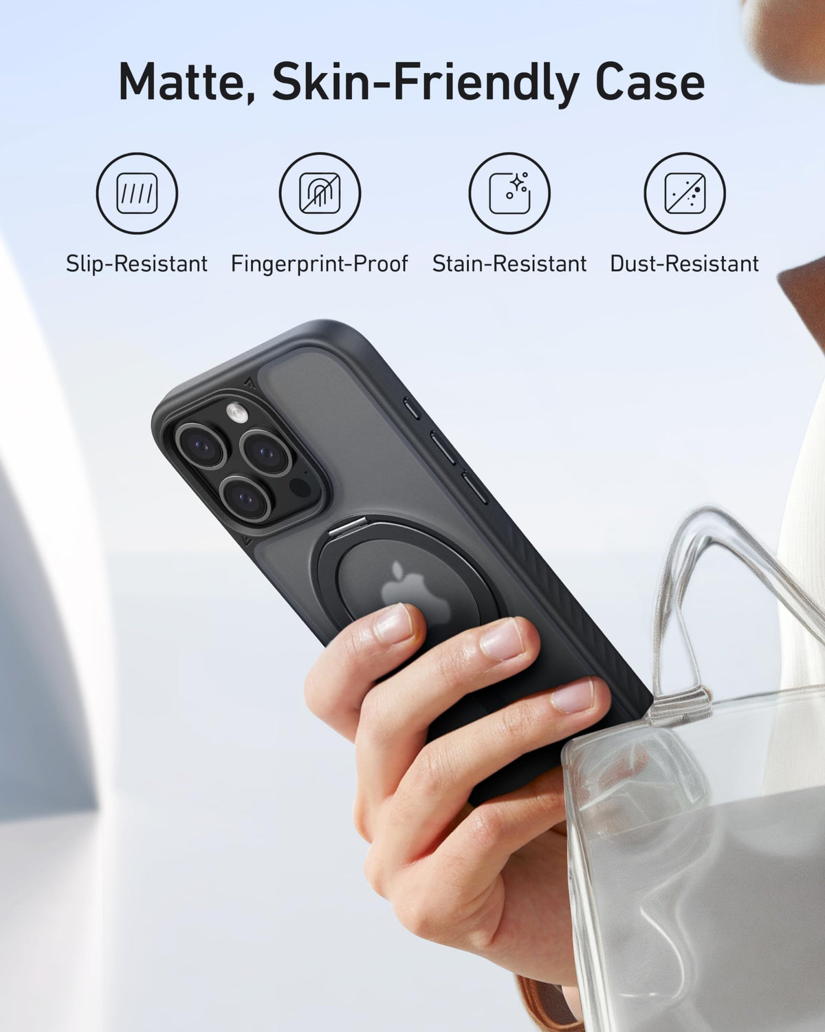 Anker Magnetic Phone Case with Ring Stand (For iPhone 15 Pro)