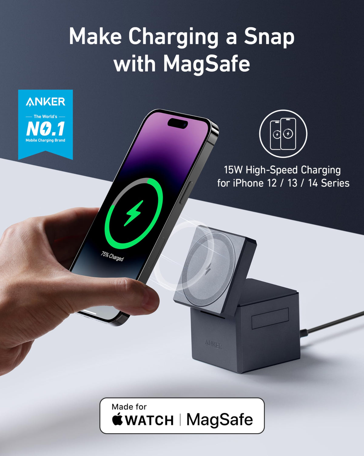 Anker 3-in-1 Cube with MagSafe &amp; Anker MagGo Wireless Charger (Stand)