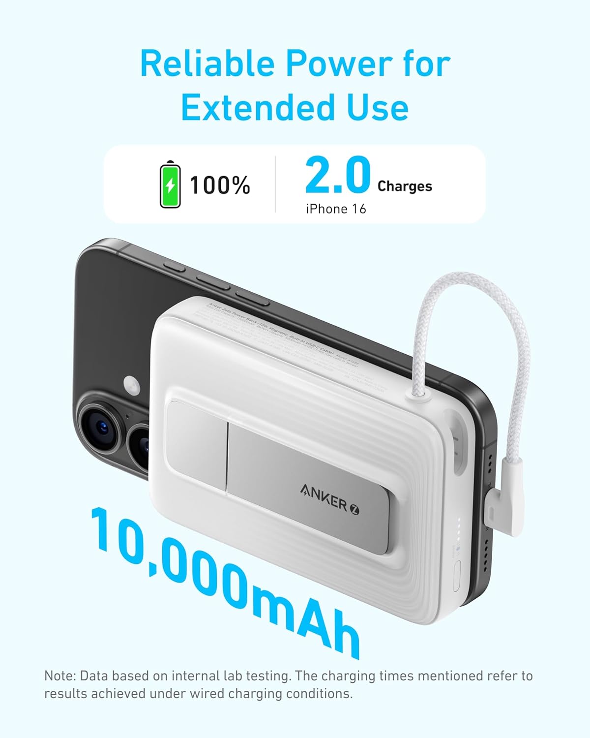 Anker Zolo Magnetic Power Bank(10K,30W,Built-in USB-C Cable)