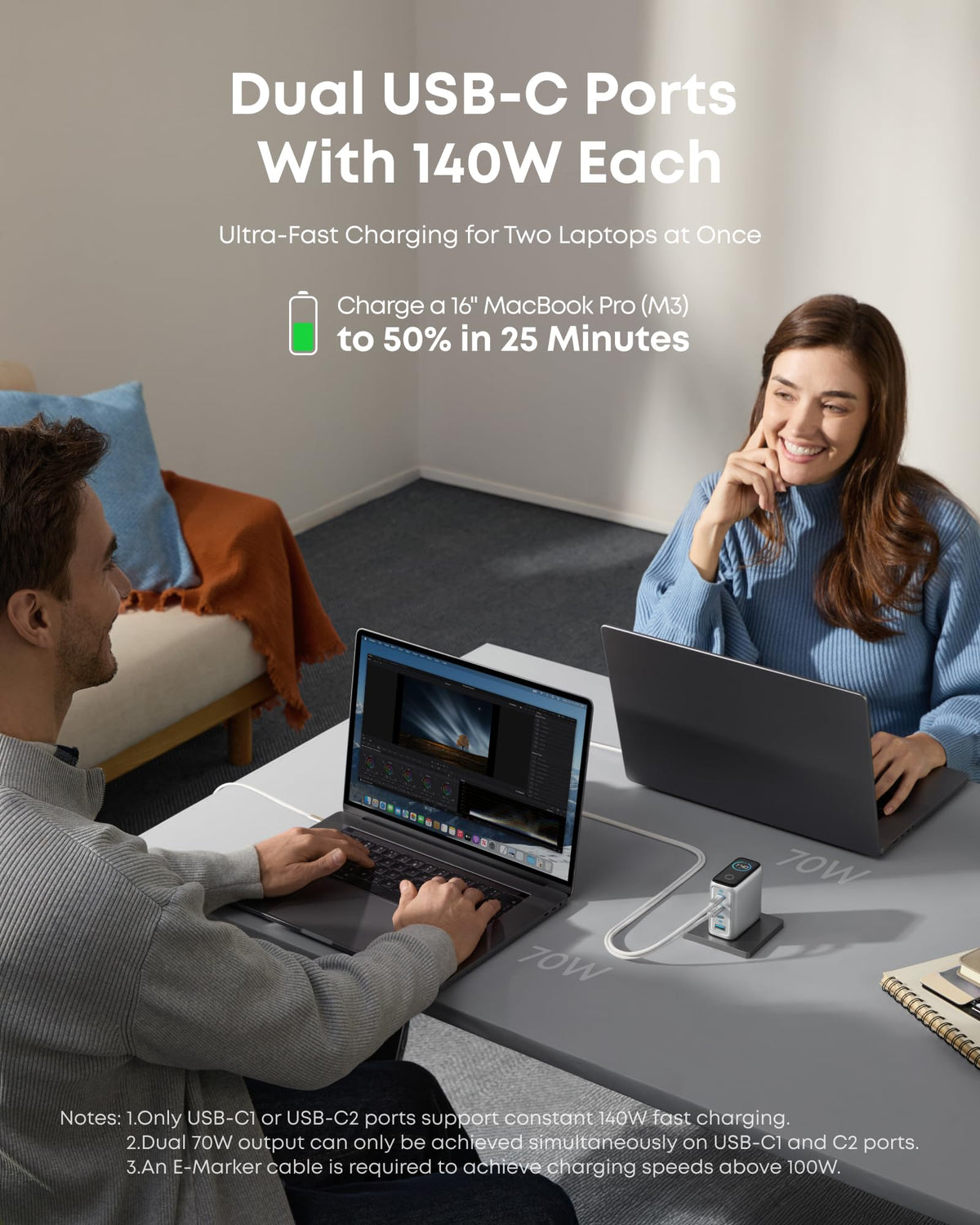 Anker Charger (140W, 4-Port, PD 3.1) with USB-C Cable