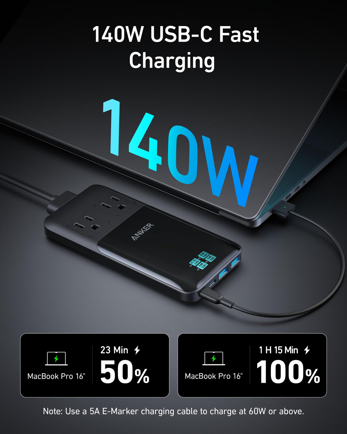 Anker Prime 6-in-1 Charging Station (140W) and USB-C to USB-C Cable (3 ft / 6 ft, 240W)