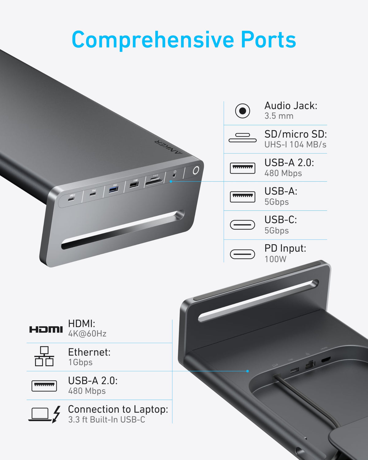 Anker USB-C Hub (10-in-1, Monitor Stand)