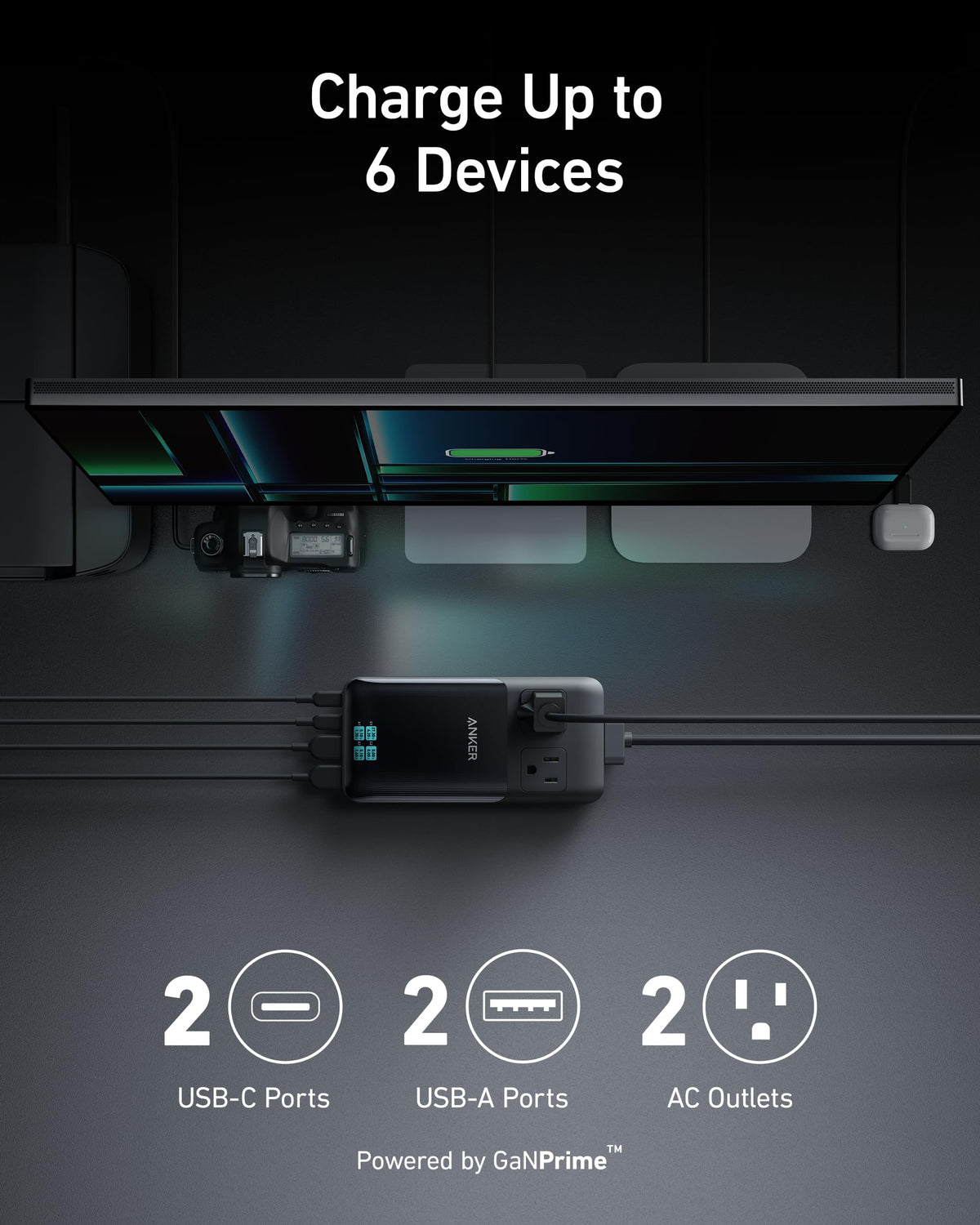 Anker Prime 6-in-1 Charging Station (140W) and USB-C to USB-C Cable (3 ft / 6 ft, 240W)