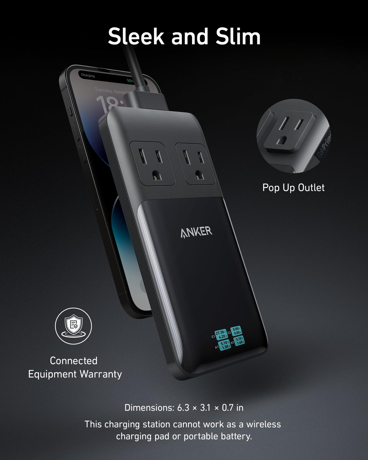 Anker Prime 6-in-1 Charging Station (140W) and USB-C to USB-C Cable (3 ft / 6 ft, 240W)