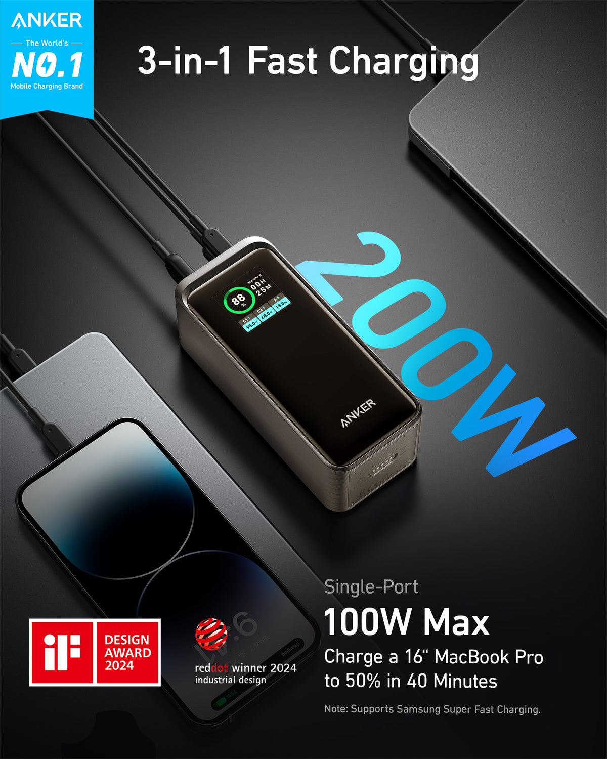 Anker Prime 20,000mAh Power Bank (200W)
