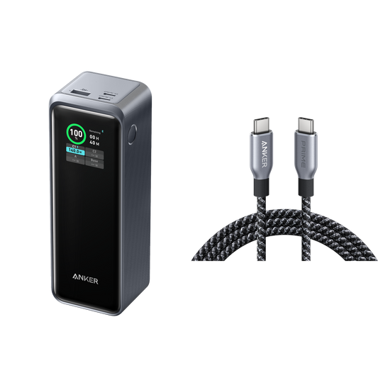 Anker Prime 27,650mAh Power Bank (250W) with USB-C to USB-C Cable (240W)