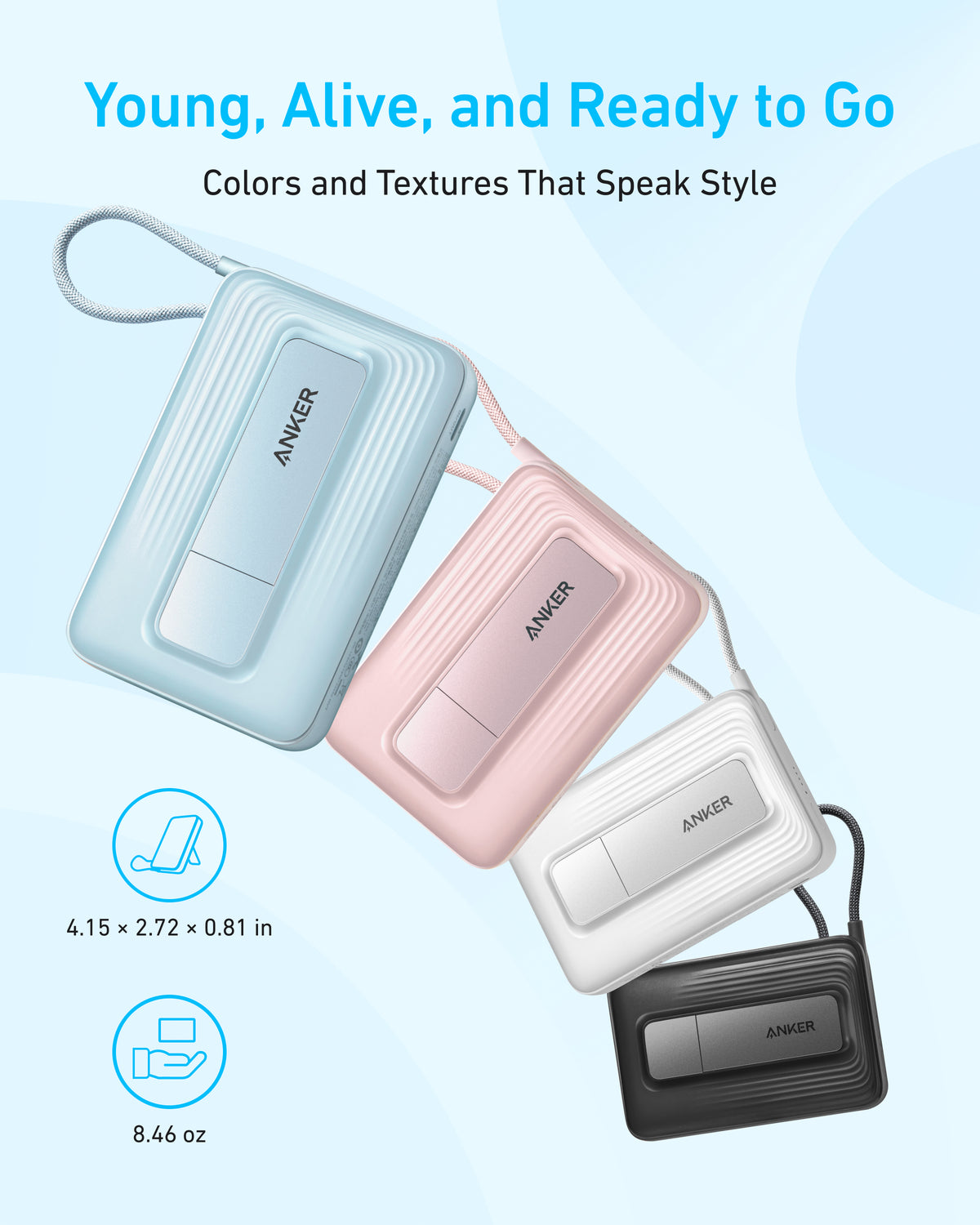 Anker Zolo Magnetic Power Bank (10K,30W,Built-in USB-C Cable)