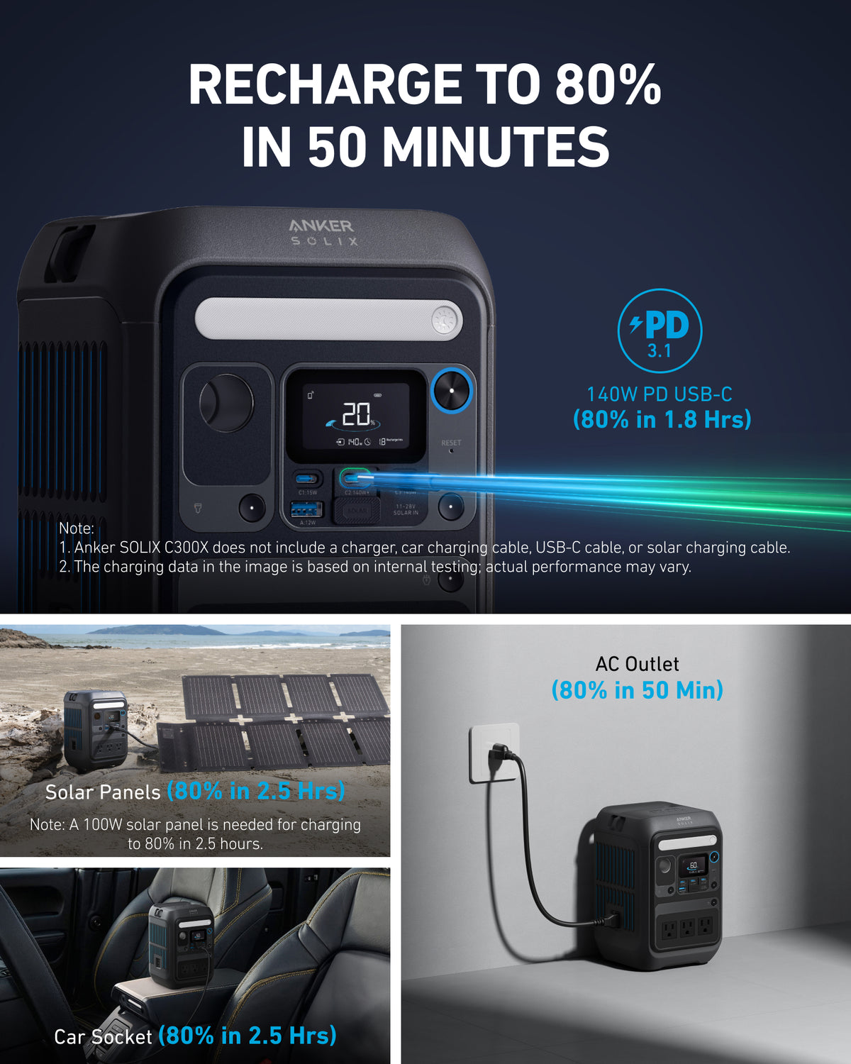 Anker SOLIX C300X Portable Power Station - 288Wh | 300W