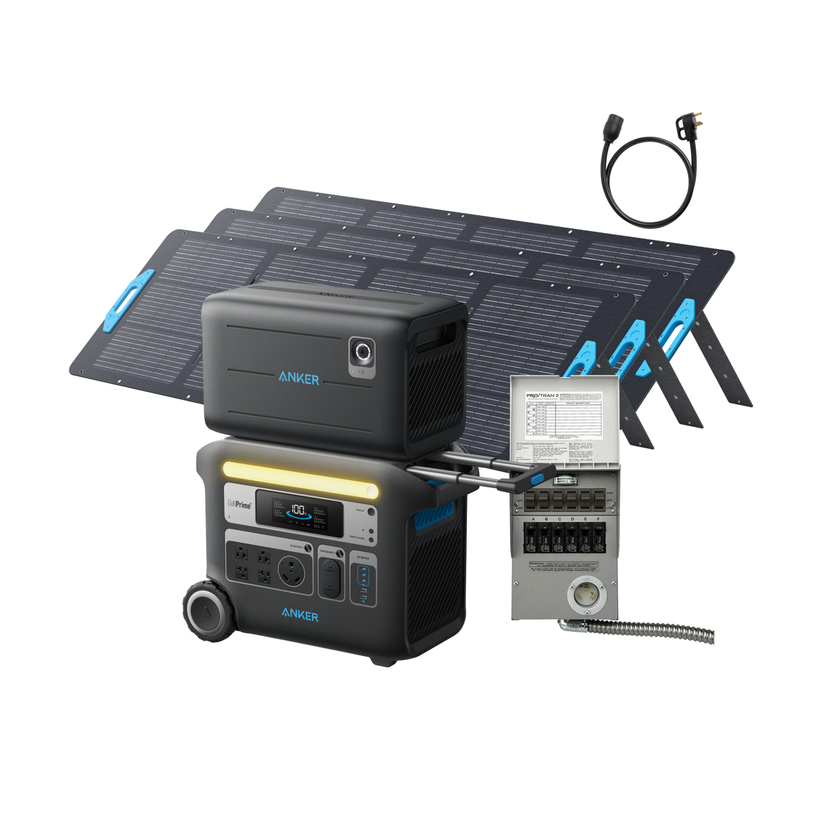 Anker SOLIX F2000 + BP2600 Expansion Battery + Home Backup Kit (Transfer Switch + Cable)