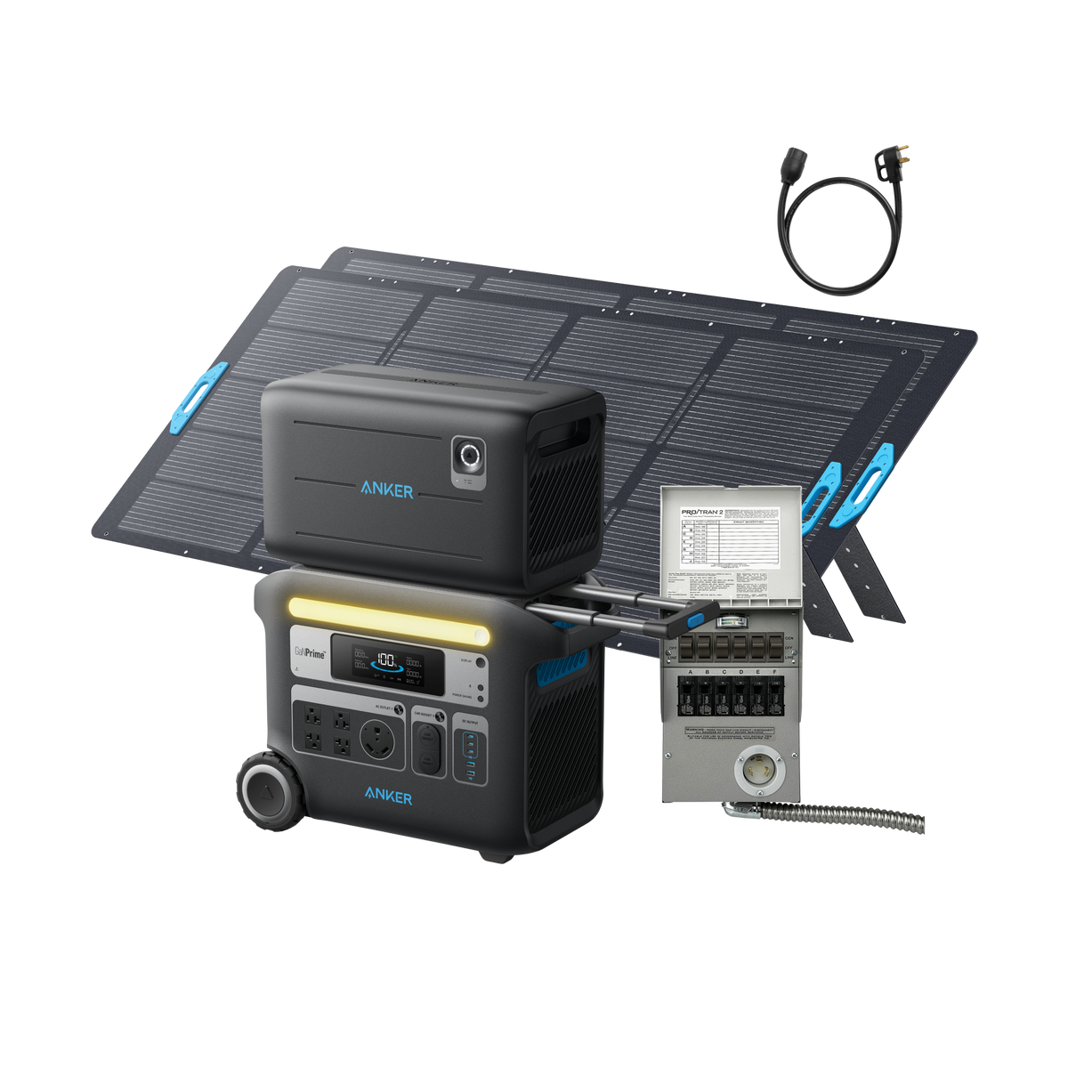 Anker SOLIX F2000 + BP2600 Expansion Battery + Home Backup Kit (Transfer Switch + Cable)