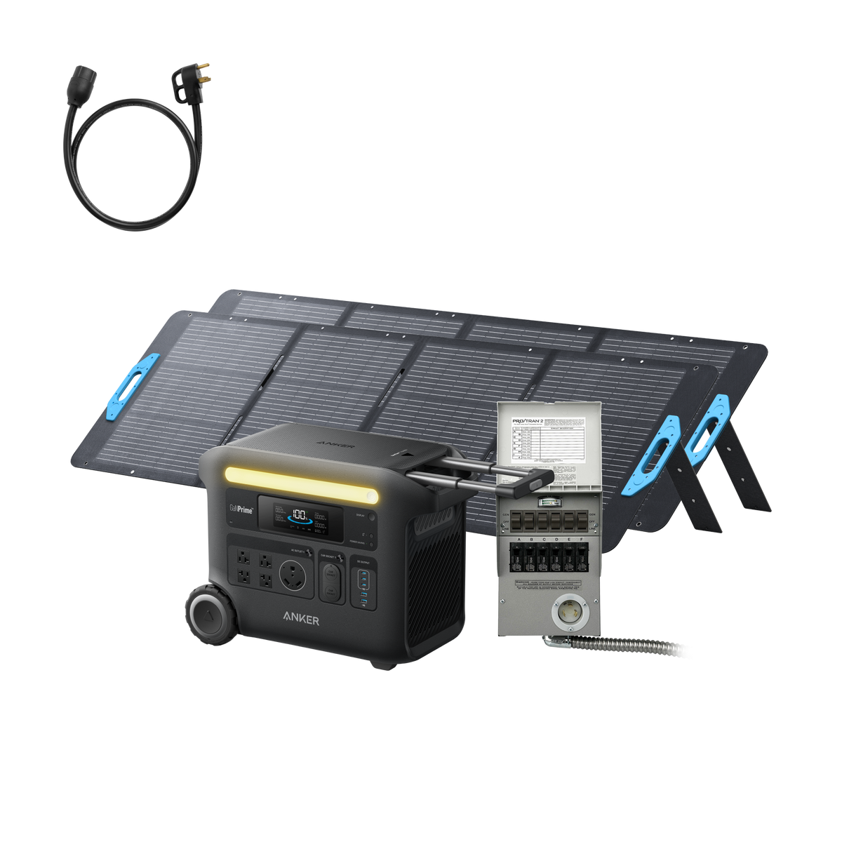 Anker SOLIX &lt;b&gt;F2600&lt;/b&gt; + Home Backup Kit (Transfer Switch + Cable) + 2× 200W Solar Panels