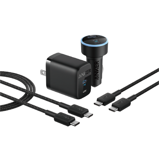 Anker 45W USB-C Wall Charger + 67W Car Charger + 3 ft and 6 ft USB-C Cables