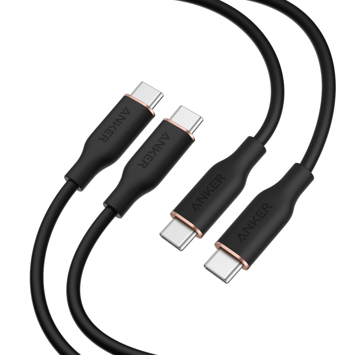 Anker &lt;b&gt;643&lt;/b&gt; USB-C to USB-C Cable (Flow, Silicone, 2-Pack,Midnight Black)