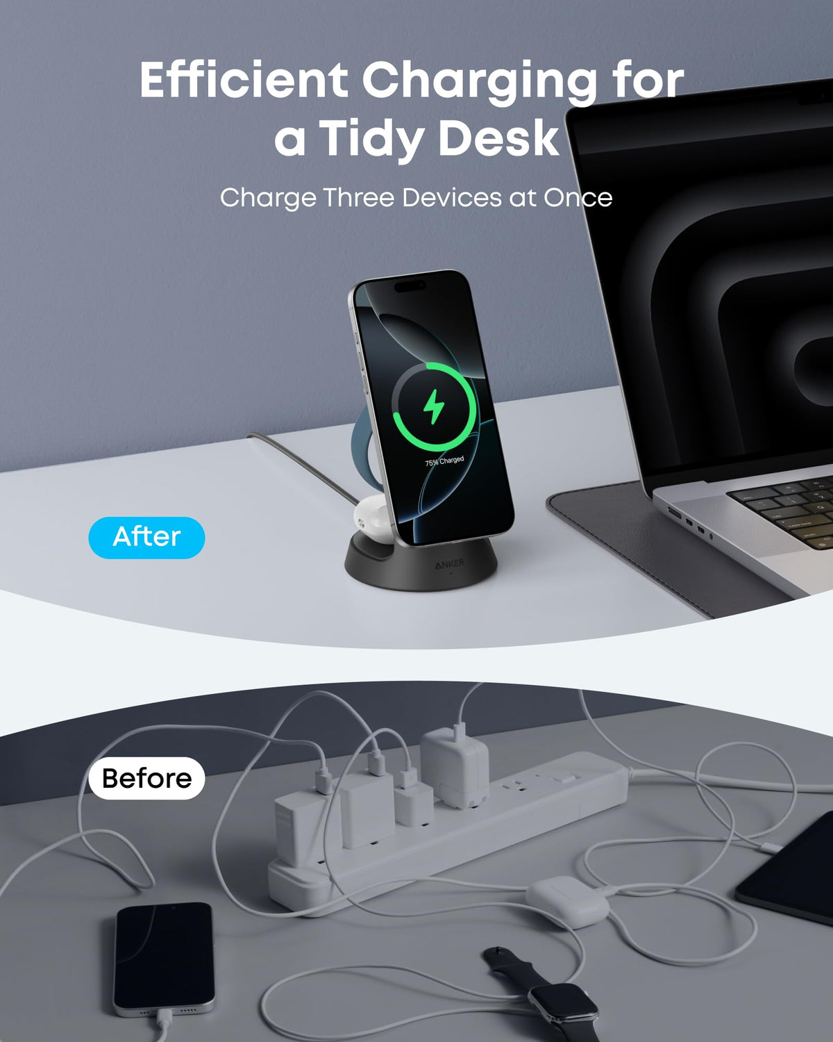 Anker MagGo Wireless Charging Station (3-in-1, Dock Stand)