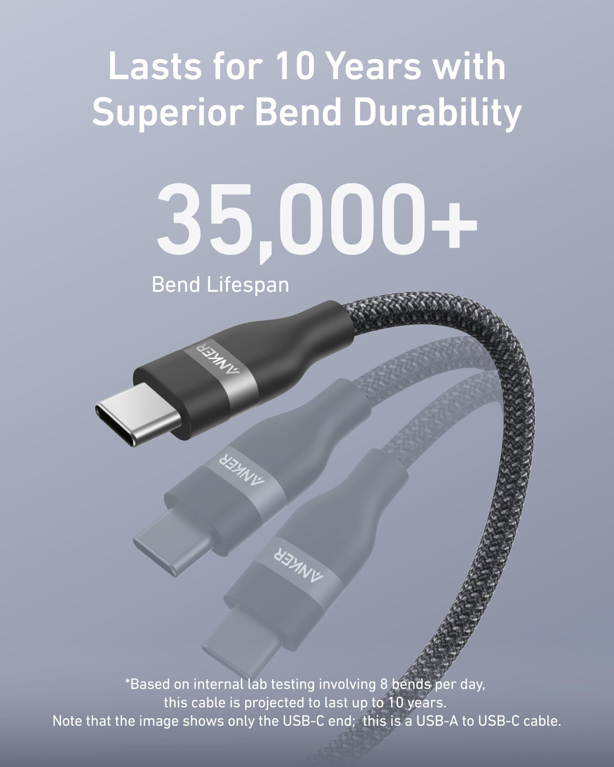 Anker USB-A to USB-C Cable (3 ft, Upcycled-Braided)