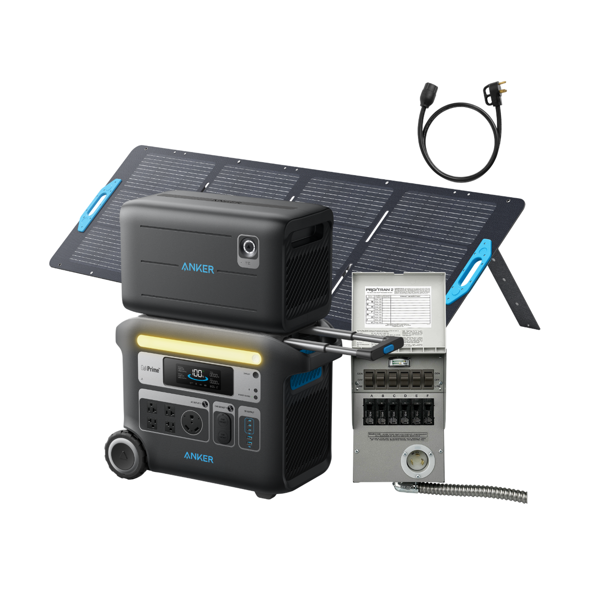 Anker SOLIX F2000 + BP2600 Expansion Battery + Home Backup Kit (Transfer Switch + Cable)