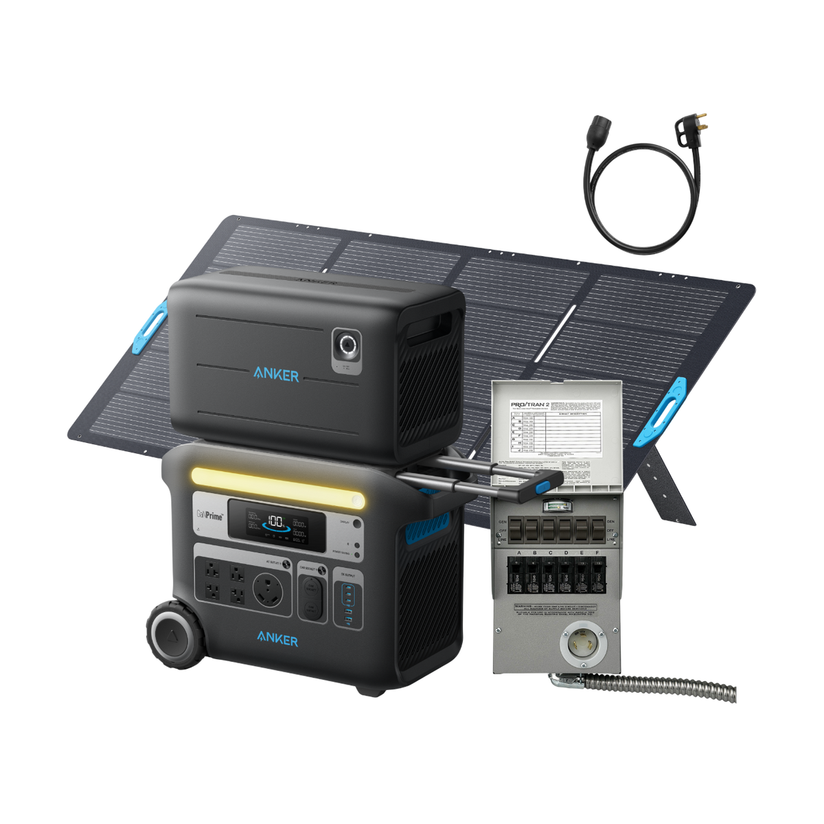 Anker SOLIX F2000 + BP2600 Expansion Battery + Home Backup Kit (Transfer Switch + Cable)