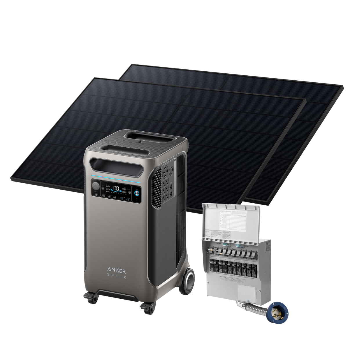 Anker SOLIX &lt;b&gt;F3800&lt;/b&gt; + Home Backup Kit (Transfer Switch + Cable) + 2× 405W Rigid Solar Panels