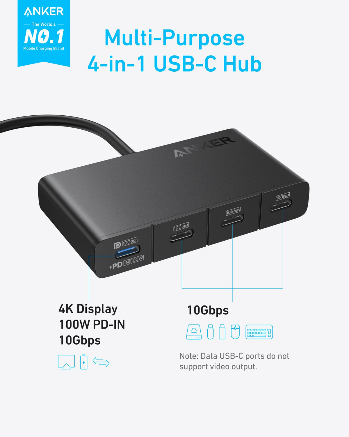 Anker USB-C Display Hub (4-in-1, 10Gbps)