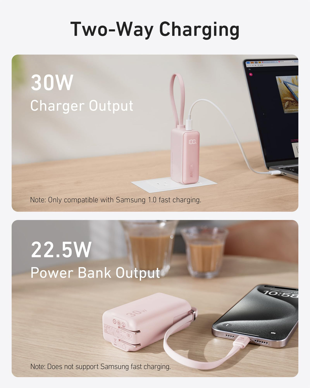 Anker Power Bank (30W, 5k) and Anker MagGo Wireless Charging Station (3-in-1)
