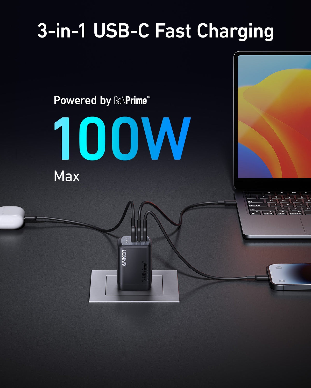 Anker Prime Charging Station (8-in-1, 240W)  and 100W GaN Wall Charger (3 Ports)