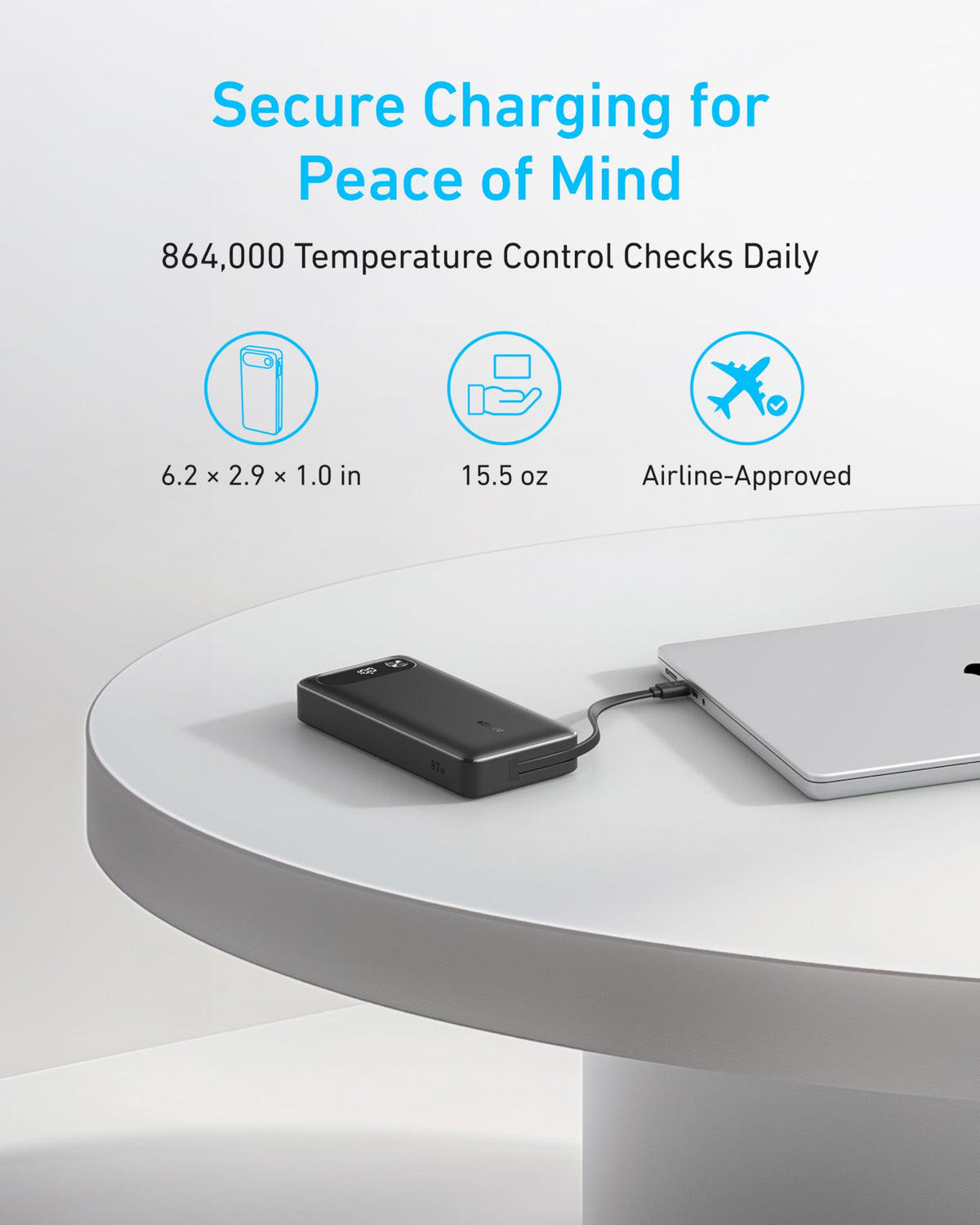 Anker Power Bank (20K, 87W, Built-In USB-C Cable)